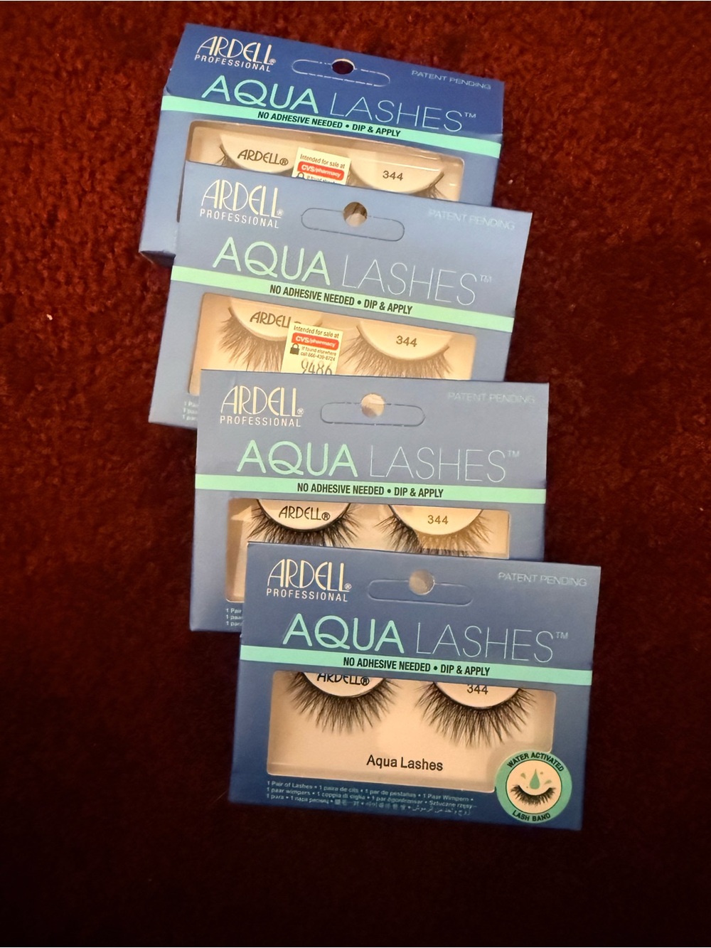 4 pack Ardell Aqua Lashes Strip Lashes - Black with Light Blue Packaging